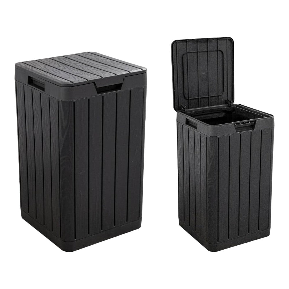 Poubelle de jardin 80 Litres Noire 38 x 38 x H65 cm Couvercle à pression TOOMAX