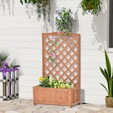 thumbnail of Outsunny jardinera con enrejado de madera maciza arriate macetero con soporte para trepadora cultivos plantas flores para terraza jardín 70x28x117 cm