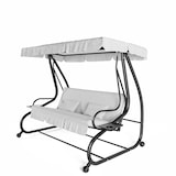 thumbnail of Dondolo 3 Posti Reclinabile Tettuccio Parasole Regolabile Cuscini Imbottiti Diventa Letto Struttura Robusta In Acciaio 200 x 120 x 160 cm Grigio