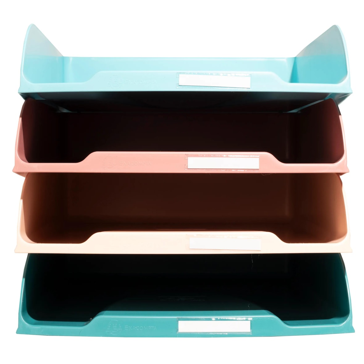 Exacompta - Réf. 111606SETD - Set de 4 corbeilles à courrier COMBO STYLI Skandi - 34,6 x 25,5 x 24,3 cm - pour format A4+ - 4 couleurs assorties