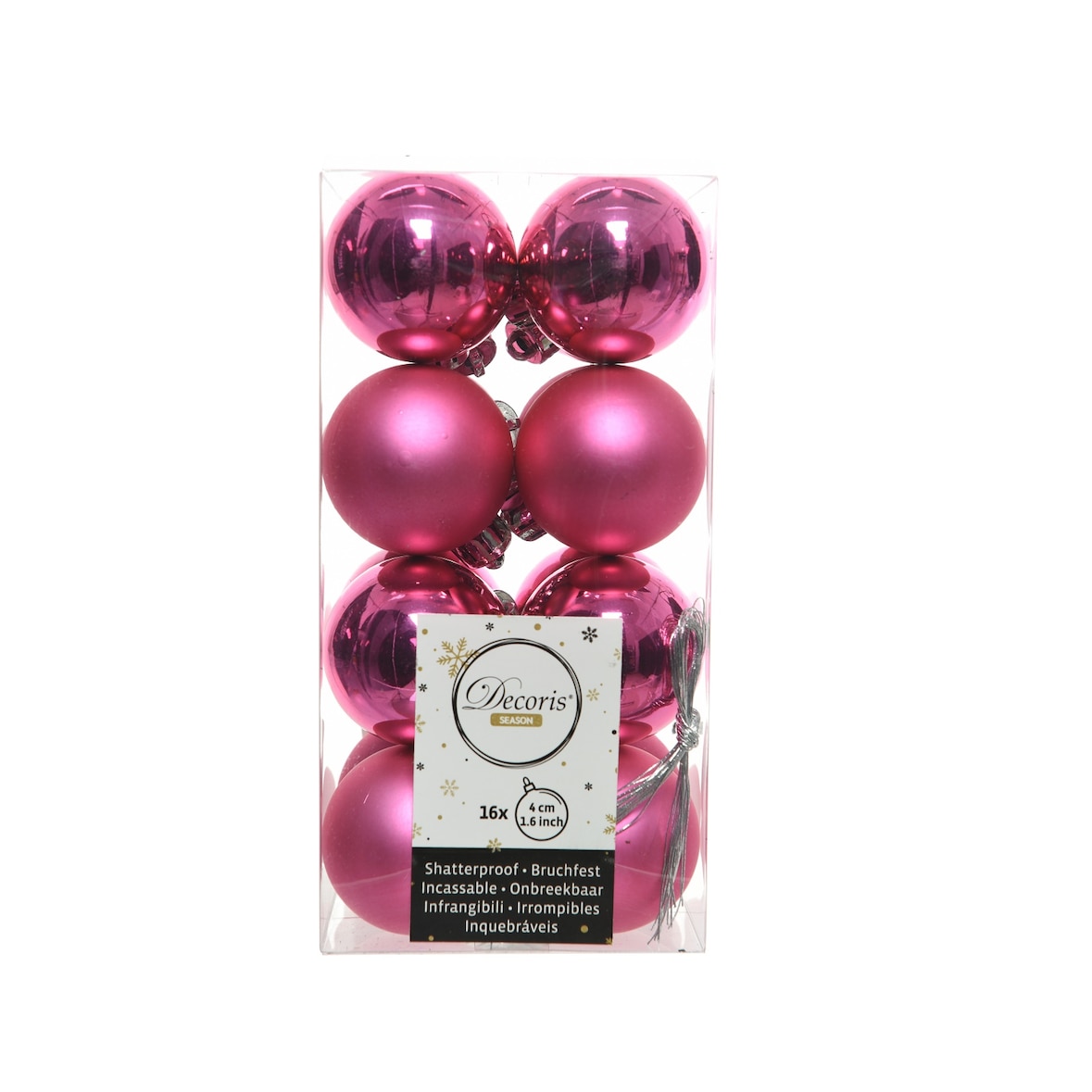 16 Weihnachtskugeln Kunststoff 4 cm Pink