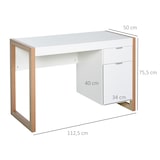 thumbnail of HOMCOM Mesa de Escritorio con Cajón Armario Patas Rectangulares 112,5x50x75,5 cm Blanco