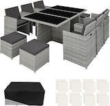 thumbnail of tectake Conjunto de jardín de 11 piezas de polirratán y aluminio, cojines de 5cm, funda protectora, gris claro