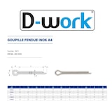 thumbnail of 100 Goupilles Fendues D. 1 x 20 mm - DIN 94 - Inox A4 - D-Work