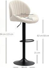 thumbnail of Barhocker Polyester Beige, höhenverstellbar 62–83 cm, 360° drehbar, mit Stahlgestell