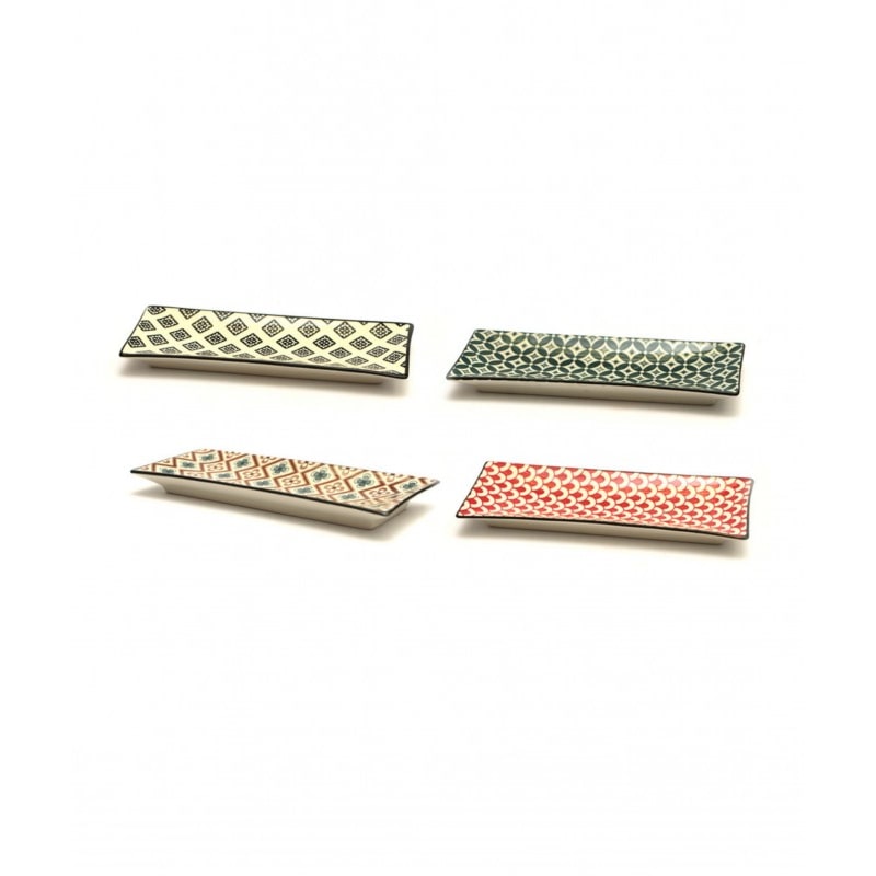 Plato rectangular de mosaico de 23,5 x 9 cm, de gres, con decoraciones surtidas de leonas (paquete de 8).