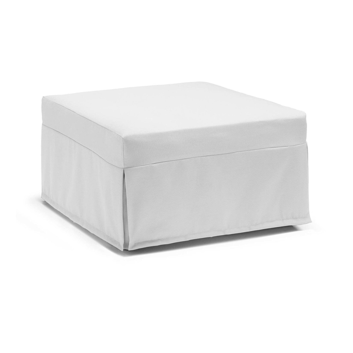 Dmora Letto pieghevole Ancilla, Pouf trasformabile in letto singolo, 100% Made in Italy, Pouf in tessuto da soggiorno, Cm 80x80h45, Bianco