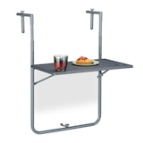 thumbnail of Relaxdays Balkonhängetisch klappbar, BxT: 59,5 x 60 cm, 3-fach höhenverstellbar, 2 Getränkehalter, Geländertisch, grau