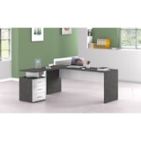 thumbnail of Web Furniture NEW SELINA Scrivania ad Angolo Melaminico 3 Cassetti 160x180cm   Bianco Lucido/Report