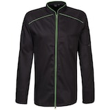 thumbnail of 220 - Kochjacke langarm, 2-wege RV, Fb. schwarz mit farbiger Paspel : lemon green 65% Polyester 35%Baumwolle 220 g/m² M