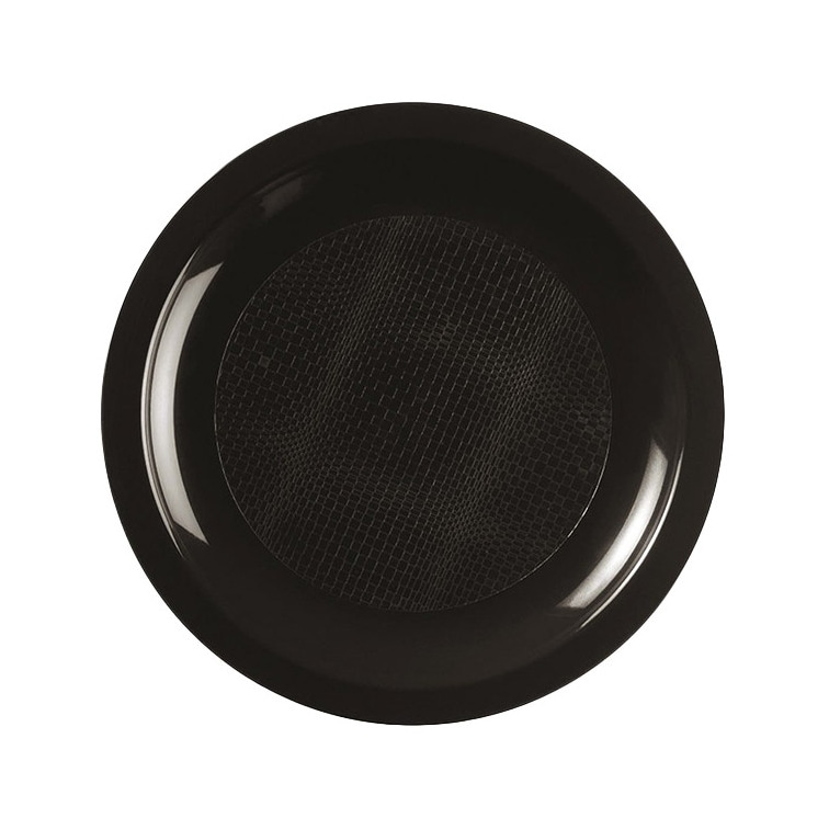 MONOUSO - Wiederverwendbare Robuste Teller PP Flach Schwarz "Round" Ø18,5cm (600 Stück)