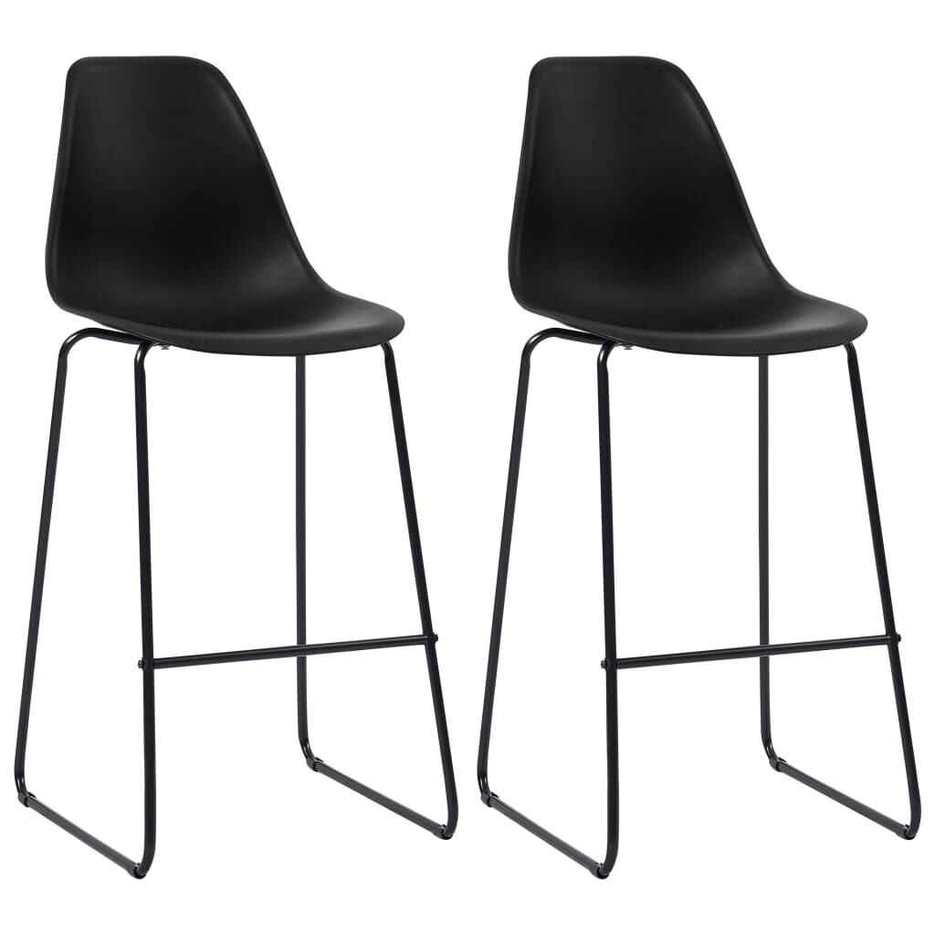 Décoshop26 - Lot de 2 tabourets de bar x2 chaises haute siège en plastique noir cadre en métal DEC029403