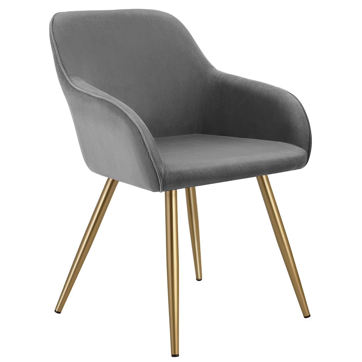 tectake Eetkamerstoel Marilyn, koordlook, gestoffeerd - grijs/goud, per stuk - 405406