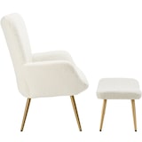 thumbnail of tectake Fauteuil Hygge rembourré, ergonomique, charge maximale 150 kg - Avec tabouret, Bouclé crème/or - 405597