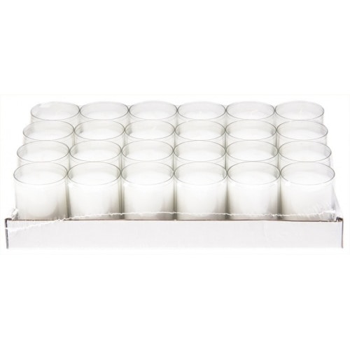 Refill Kerzen / Teelichteinsatz in Transparent, Ø50x65 mm, 24 Stück - Brenndauer ca. 24 Std.
