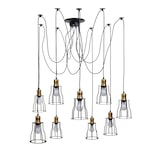 thumbnail of Suspension HWC-H81, Lampe à suspendre Lampe à suspendre, métal industriel hauteur réglable noir ~ 9x abat-jour cage