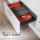 thumbnail of bümö office Aktenschrank mit Hängeregister-Schubladen abschließbar, Büroschrank Holz, 80cm breit in Weiß/Silber - Hängeregistratur für Hängeordner,