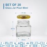 thumbnail of 20x Frasco de Vidro Quadrado para Especiarias 80ml com Tampa - Frascos de Arrumação para a Cozinha - Especiarias, Compota, Iogurte