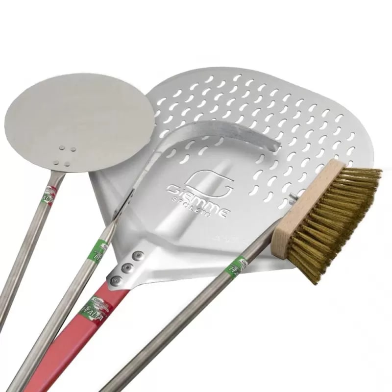 Giemme Spoleto - Accessoires pour pizzaiolos - Pelle à pizza 36 cm avec manche long 120 cm et ustensiles inclus