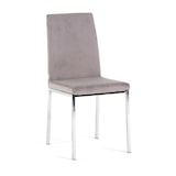 thumbnail of Set di 2 Sedie da interno in velluto, schienale alto, gambe in metallo, design elegante, per cucina, bar e ristoranti -Alma – Grigio chiaro/Argento