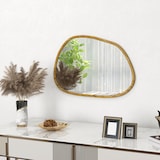 thumbnail of Espejo de pared decorativo 70x50 cm espejo de baño con forma irregular y marco de madera para salón entrada pasillo horizontal o vertical natural