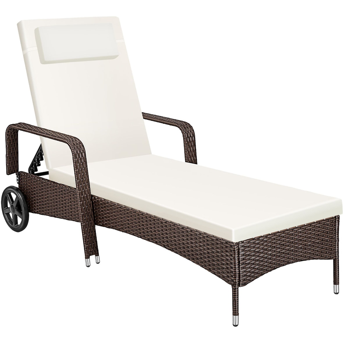 tectake Tumbona de ratán con ruedas  Mezcla Marrón/Negro