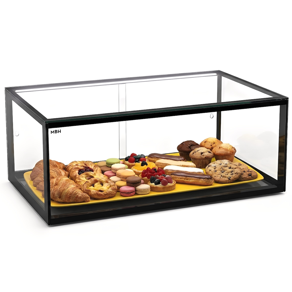 MBH - Vitrina expositora neutra de bancada profissional 55 cm. Expositor neutro com LED de balcão 1 andar para bar, restauração e hoteleria.