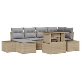 thumbnail of vidaXL 7-teiliges Garten-Sofa-Set mit Kissen aus beigem Poly-Rattan
