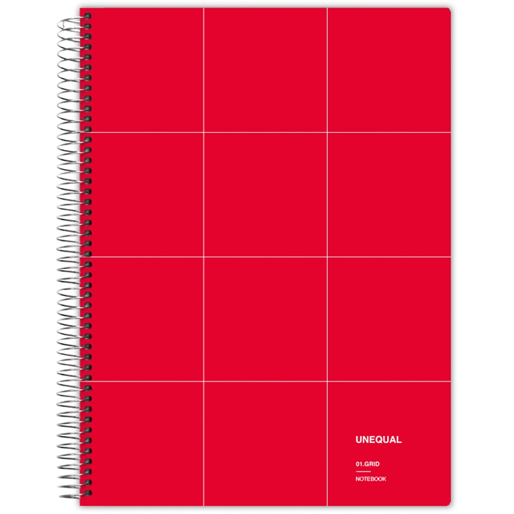 Cadernos de capa dura A4 grelha de 5 mm Unequal Grid vermelho