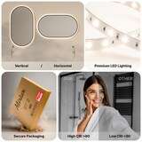 thumbnail of Mirlux Badkamerspiegel met LED Verlichting & Verwarming – Wandspiegel Ovaal – Anti Condens Douchespiegel - Zwart - 90x60CM