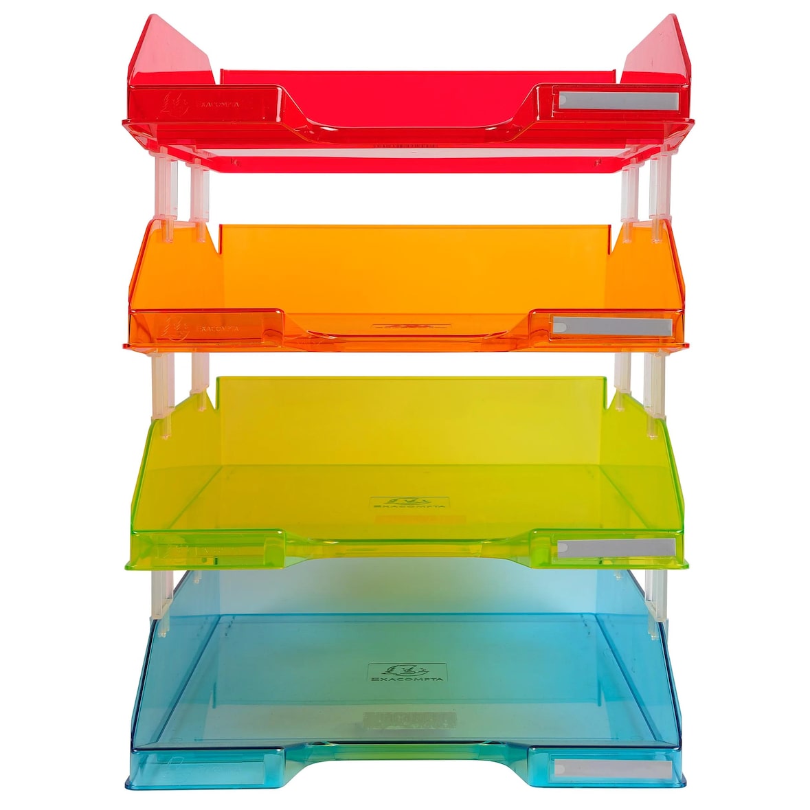 Exacompta - Réf. 113299SETD - Set de 4 corbeilles à courrier COMBO MIDI - 34,6x25,4x24,3 cm - pour format A4+ - Couleurs assorties