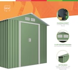 thumbnail of Wasabi - Caseta Jardín Exterior 5,27m2 Light Green - 261x202x202cm - Doble Puerta Corredera - 4 Rejillas Anticondensación