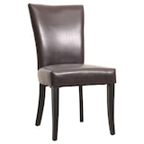 thumbnail of Set van 2 eetkamerstoelen Chesterfield, stoel keukenstoel, klinknagels ~ kunstleer, bruin, donkere poten