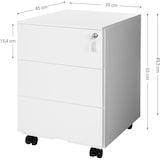thumbnail of Rollcontainer aus Metall, Metallschrank 55 x 39 x 45 cm mit 3 Schubladen, vormontiert, Druckerwagen, mobiler Aktenschrank,  weiß