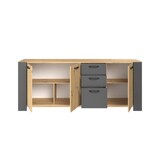 thumbnail of Buffet Loft - Decor Chene Artisan Et Melamine Gris Ombre - 3 Portes Et 3 Tiroirs - L 220 X P 52 X H 86.5 Cm - Parisot