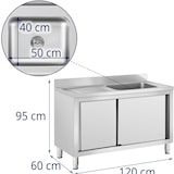thumbnail of Royal Catering Lavello cucina - Acciaio inox - 1 vasche -  - 120 x 60 cm