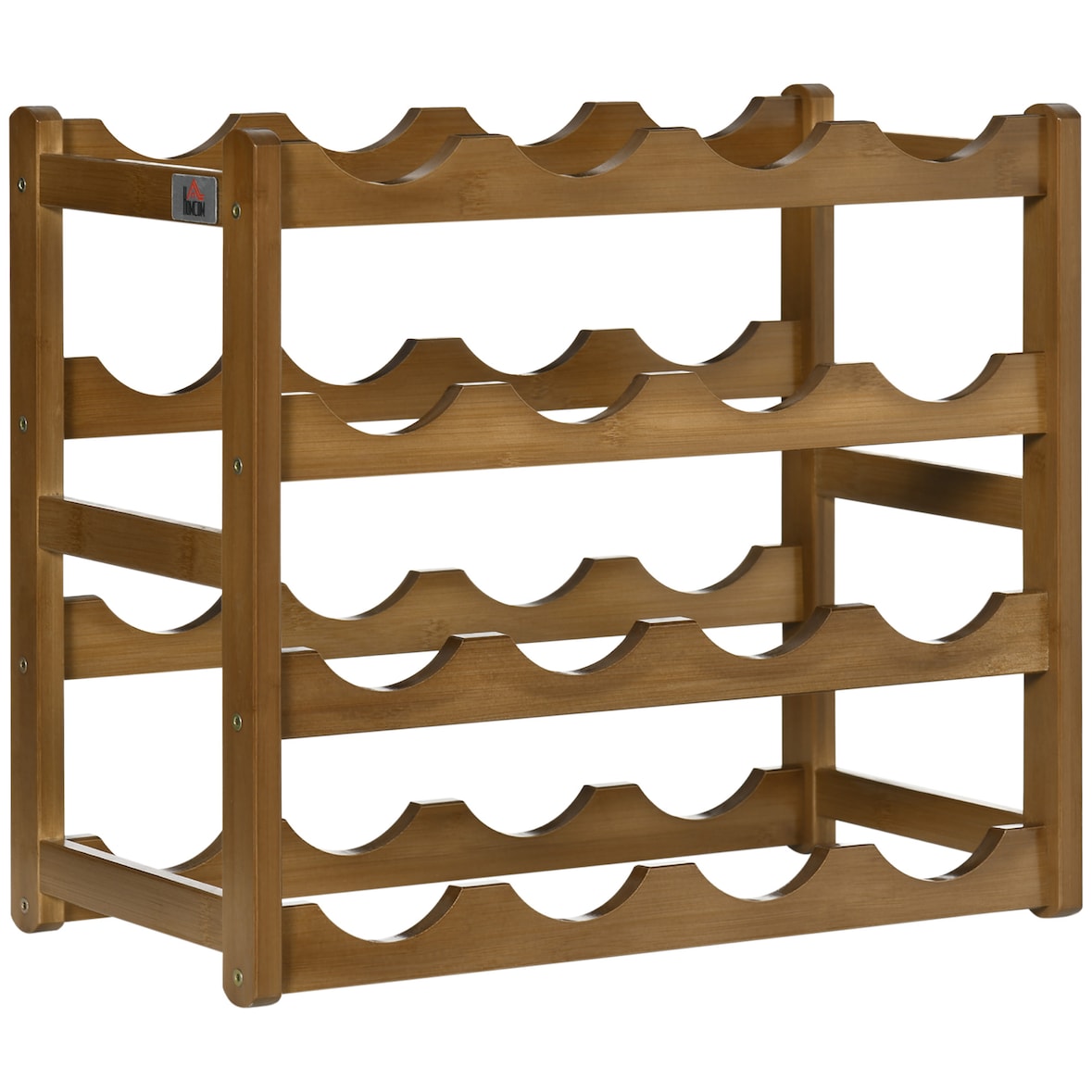 HOMCOM botellero de bambú para 16 botellas estantería de vino de 4 niveles soporte para botellas de mesa para cocina comedor carga 75 kg 43x23,5x38 cm