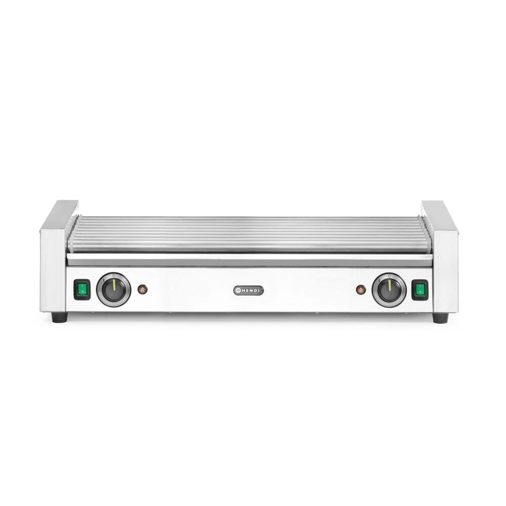 HENDI Rollengrill XL - 2 Zonen, 14 Rollen, Silber, 220-240V/2000W, 732x590x(H)168mm