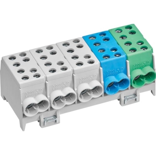 Hauptleitungsklemme, 20Eing, 5pol, schrauben, Berührungssicher, DIN-Schiene, 10-35qmm/Zu, 1,5-25qmm/Ab, geeignet für massive Leiter, KH45A