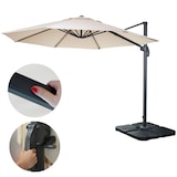 thumbnail of Gastronomie-Ampelschirm HWC-A96, Sonnenschirm, rund Ø 3m Polyester Alu/Stahl 23kg ~ creme mit Ständer, drehbar