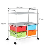 thumbnail of COSTWAY Rollwagen mit 4 stapelbaren Schubladen, Schubladenwagen, Rollcontainer mit Metallrahmen und Regalen