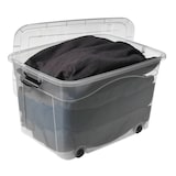 thumbnail of Aufbewahrungsbox transparent 100 Liter mit Deckel und Klickverschluss 690 x 515 x 420 mm inkl. Rollen