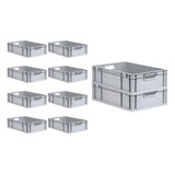 thumbnail of PROREGAL SuperSparSet 10x Eurobox NextGen Economy mit Scharnierdeckel & schwarzen Verschlüssen, Griffe offen, HxBxT 17x40x60cm, 34L, Eurobehälter, Box
