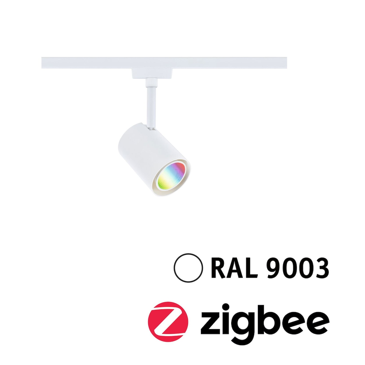 Paulmann URail Spot sur rail LED Smart Home Zigbee 3.0 Luxe   GU10 350lm 4,8W RGBW+ gradable 230V Blanc signal 95663