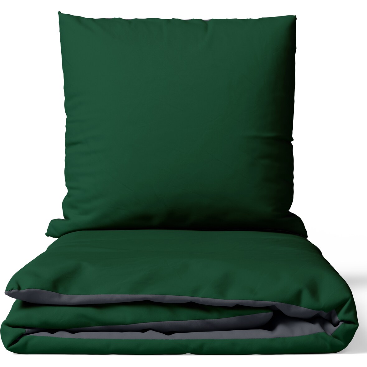 Satin Bettwäsche 135x200 cm 100% Baumwolle Grün Luxus Set Uni Wendeseite Anthrazit Kissenbezug 80x80 cm Reißverschluss 4 teilig