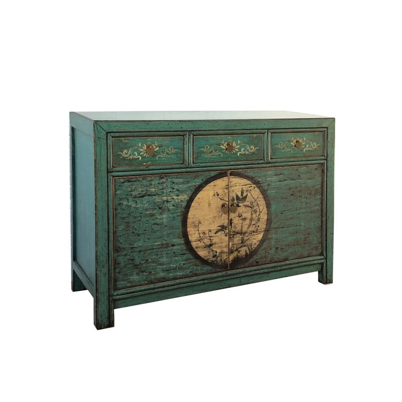 OPIUM OUTLET Meubels Dressoir Kast Buffetkast Huwelijkskast Aurora 33082-10 smaragd-groen Aziatisch Chinees Oosters