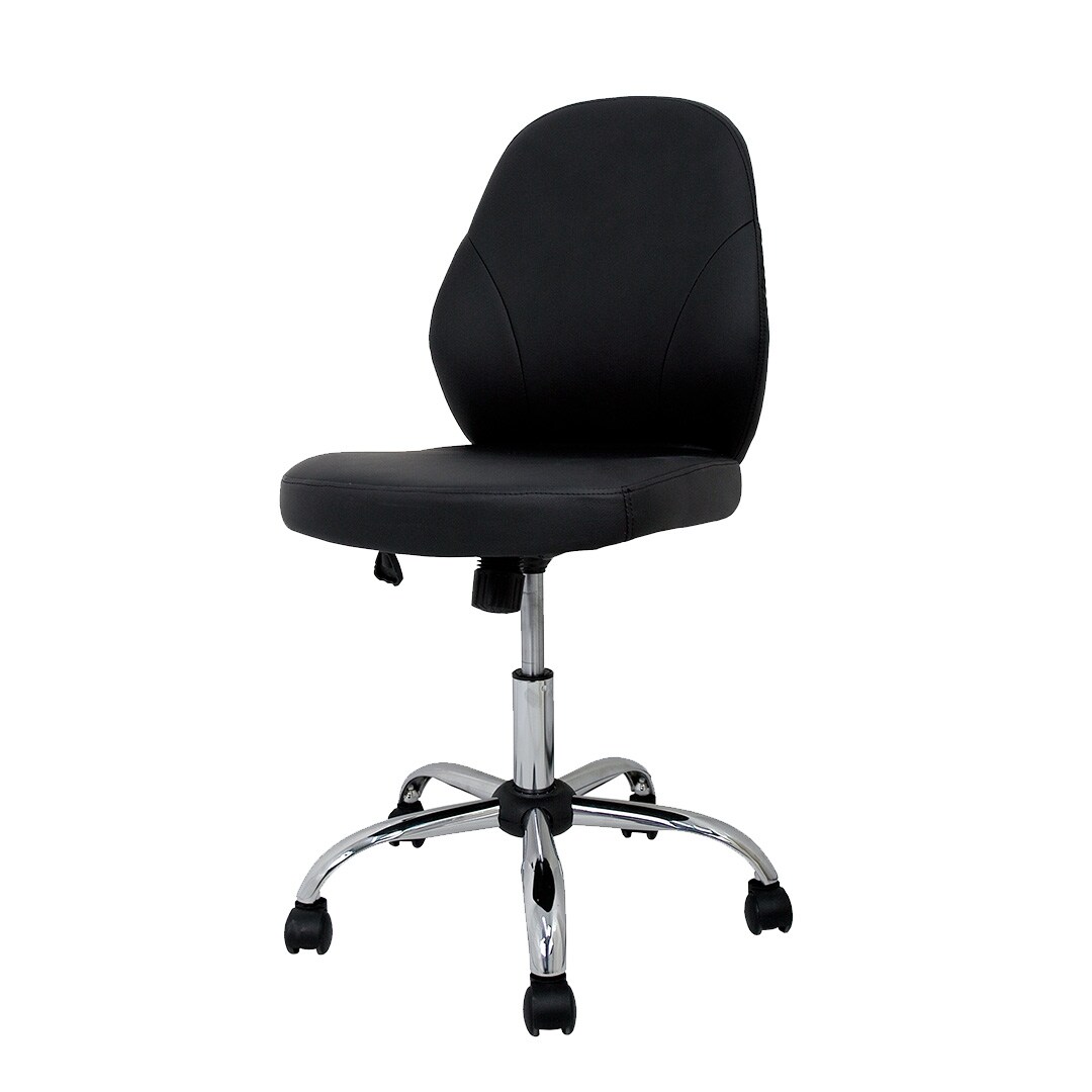 Silla de oficina con asiento en símil piel color Negro. Modelo Estela