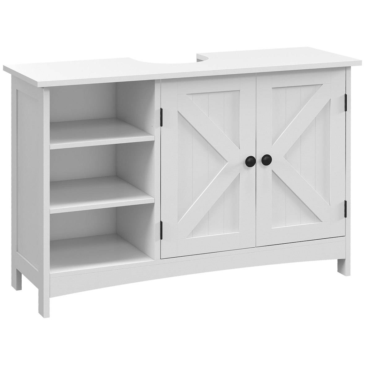 kleankin mueble para debajo del lavabo de madera mueble bajo lavabo de pie moderno con 2 puertas y estantes ajustables antivuelco 90x30x60 cm