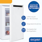 thumbnail of Exquisit Gefrierschrank, 4-Sterne-Gefrieren, 85 Liter, klein, kompakt, Tiefkühlschrank, Wechselbarer Türanschlag, GS581-040C weiss