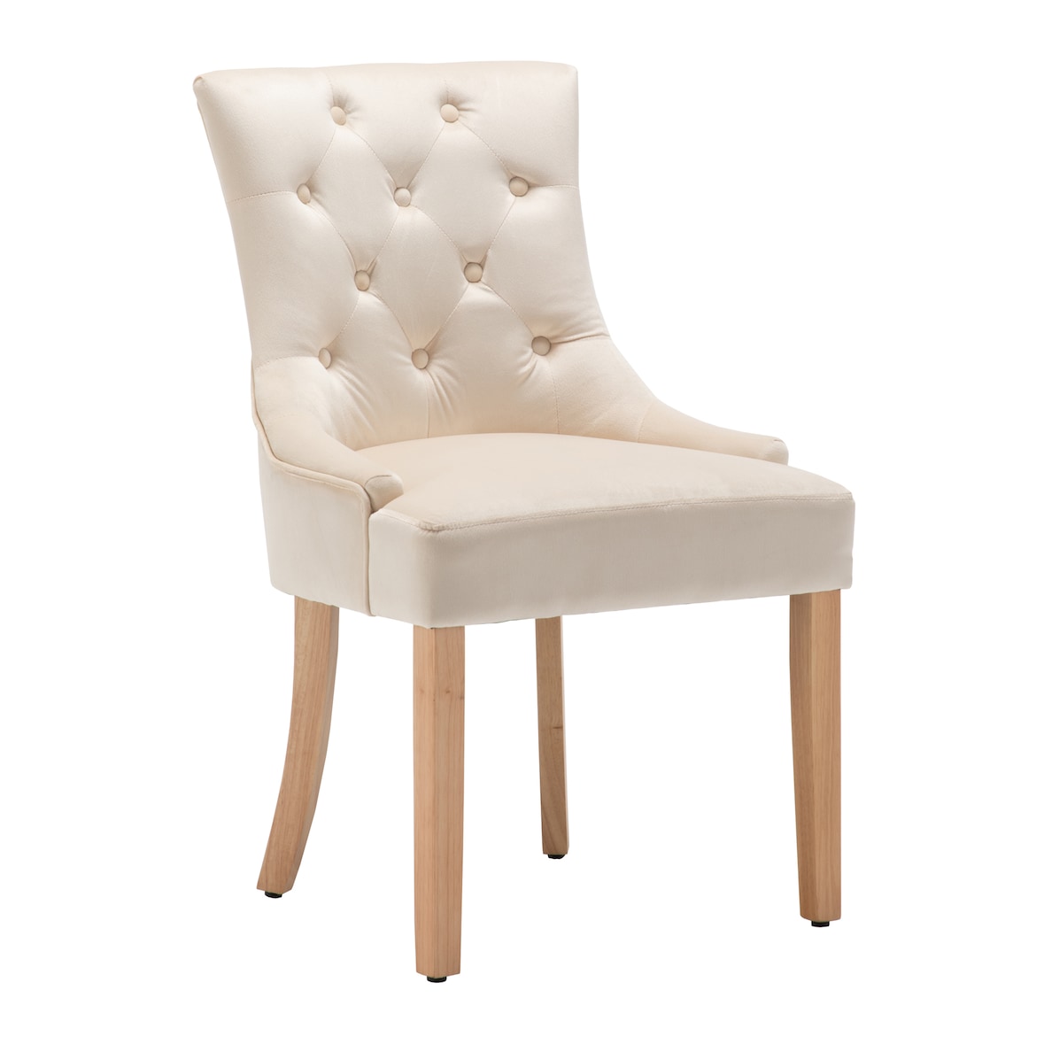 SIT Möbel Samt-Stuhl, 2er Set | mit Knopfheftung im Rücken | Bezug Samt creme | Beine Hevea natur | B 56 x T 63 x H 91 cm | 19000-24 | Serie STUHL